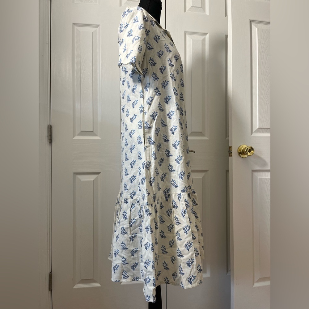 Janasya Printed Midi Dress Ivory Blue Floral Size XS - Picture 5 of 7